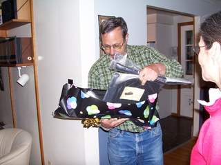 Barry unwrapping present